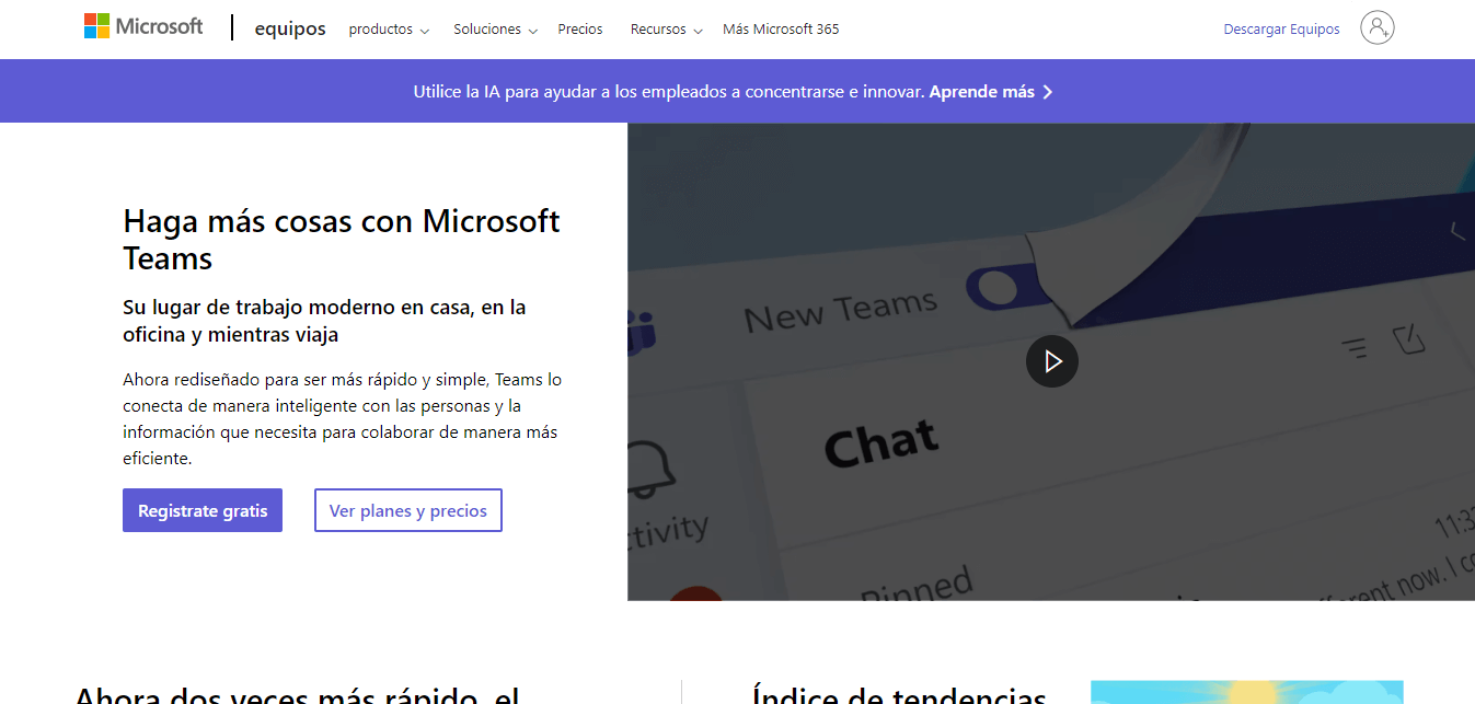 Captura de pantalla de Microsoft Teams